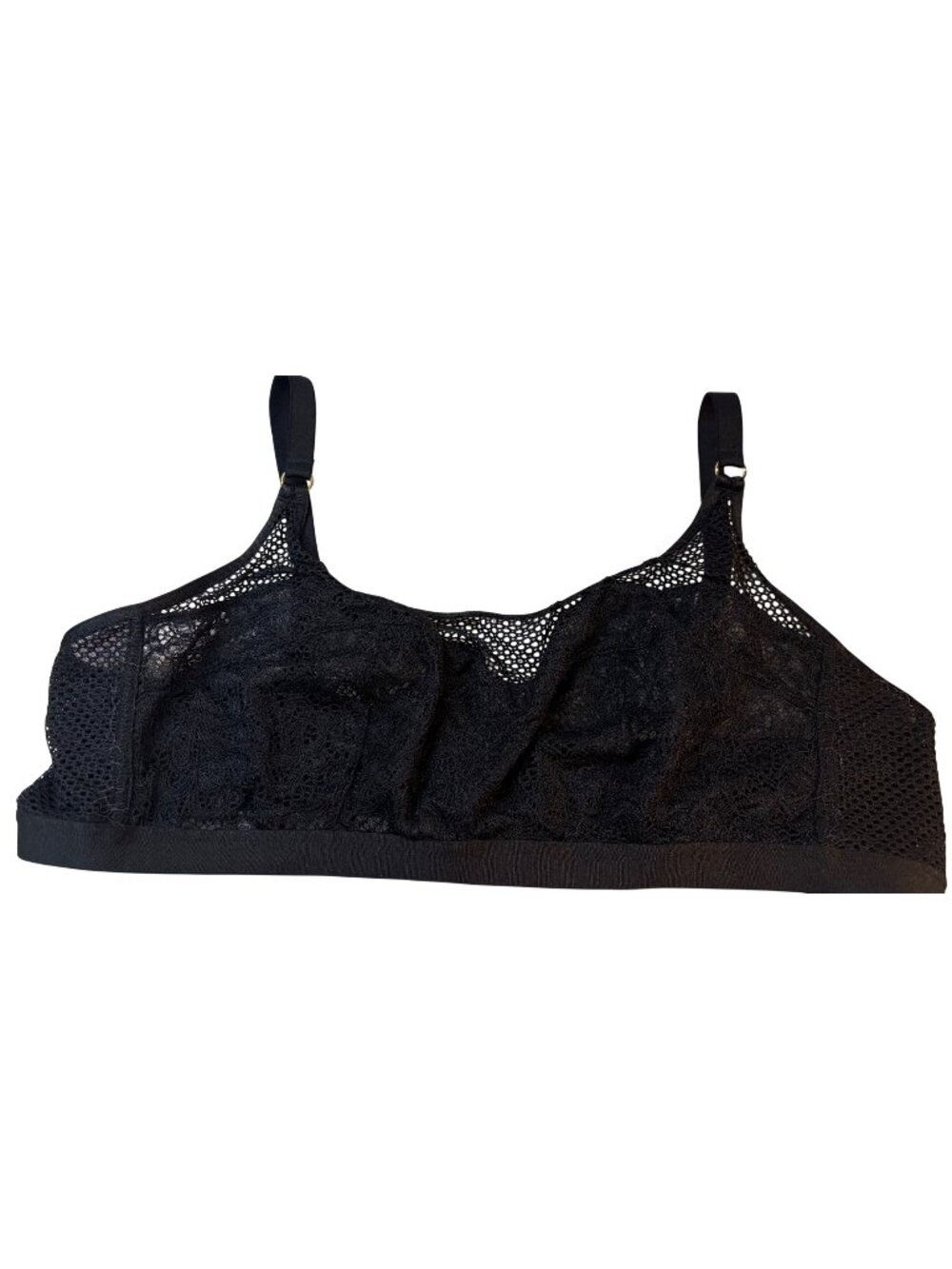 SOMA Mixed Media Bralette Bra Wireless Lace Semi Sheer Size XXL Black